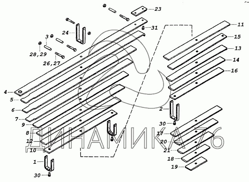Рессора передняя камаз 65115 3 листа схема