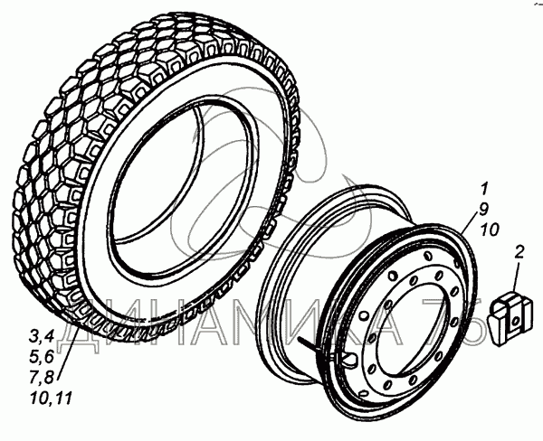 Болт колеса КАМАЗ-65801, M22x1.5x125.5 задний 03961