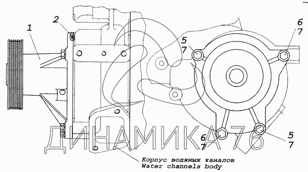 Сборка водяного насоса камаз