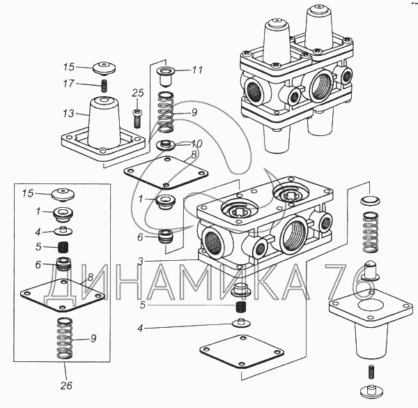 Камаз клапан защитный четырехконтурный