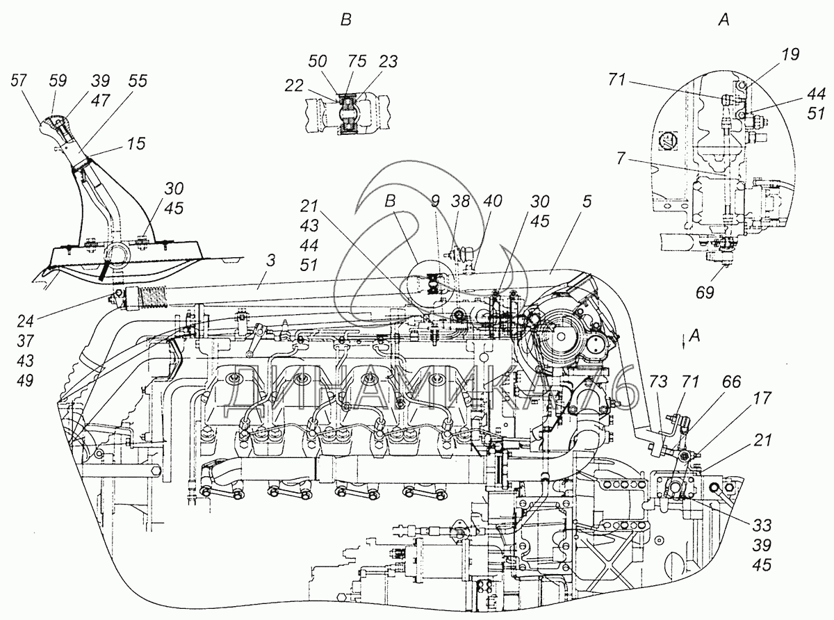 Схема рычага кпп камаз