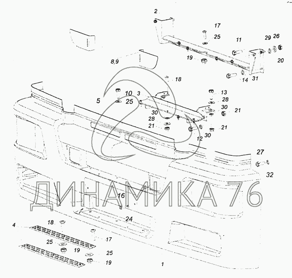 Облицовка буфера камаз 4308