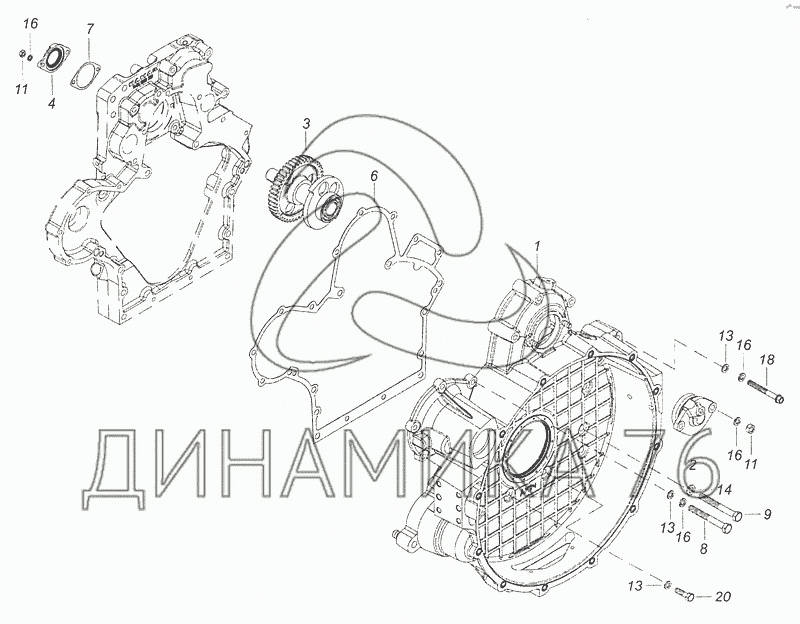 Чертеж картер маховика