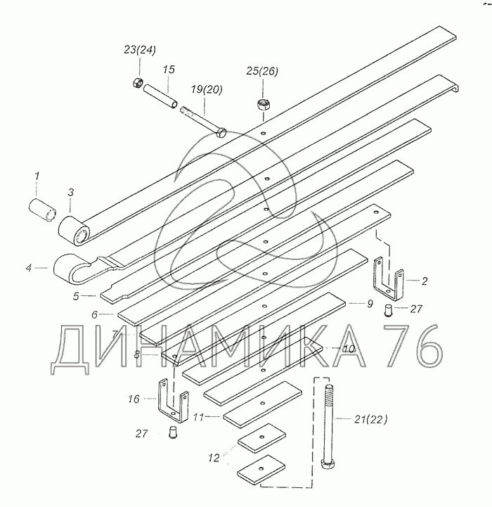 Рессора передняя камаз 65115 11 листов схема