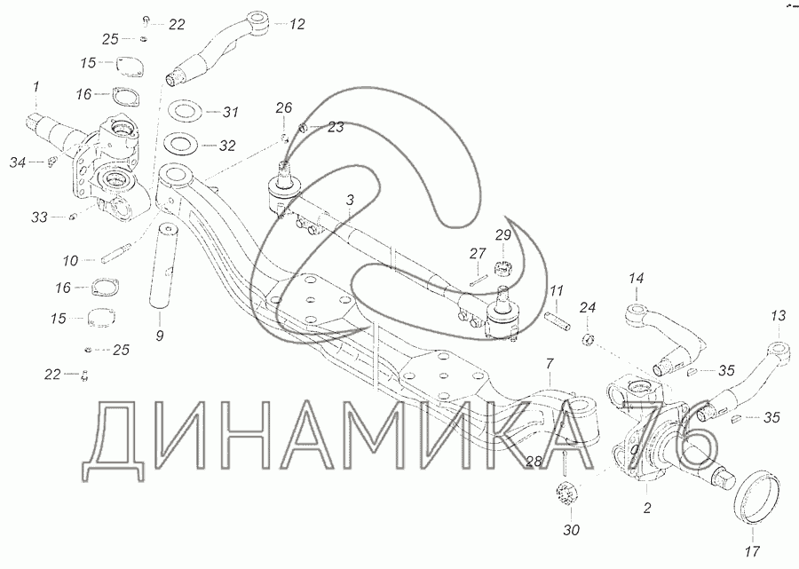 Схема сборки шкворня камаз