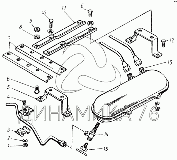 Крепление топливного бака камаз