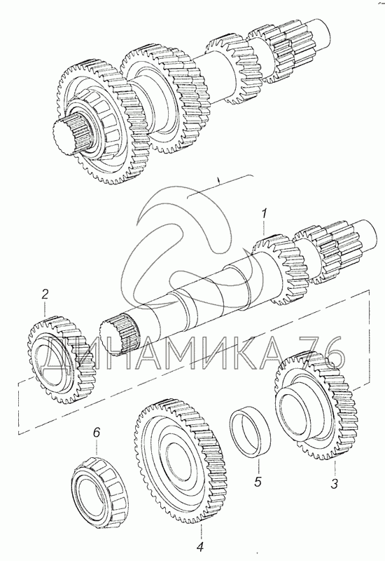 Промежуточный вал кпп 154 камаз схема