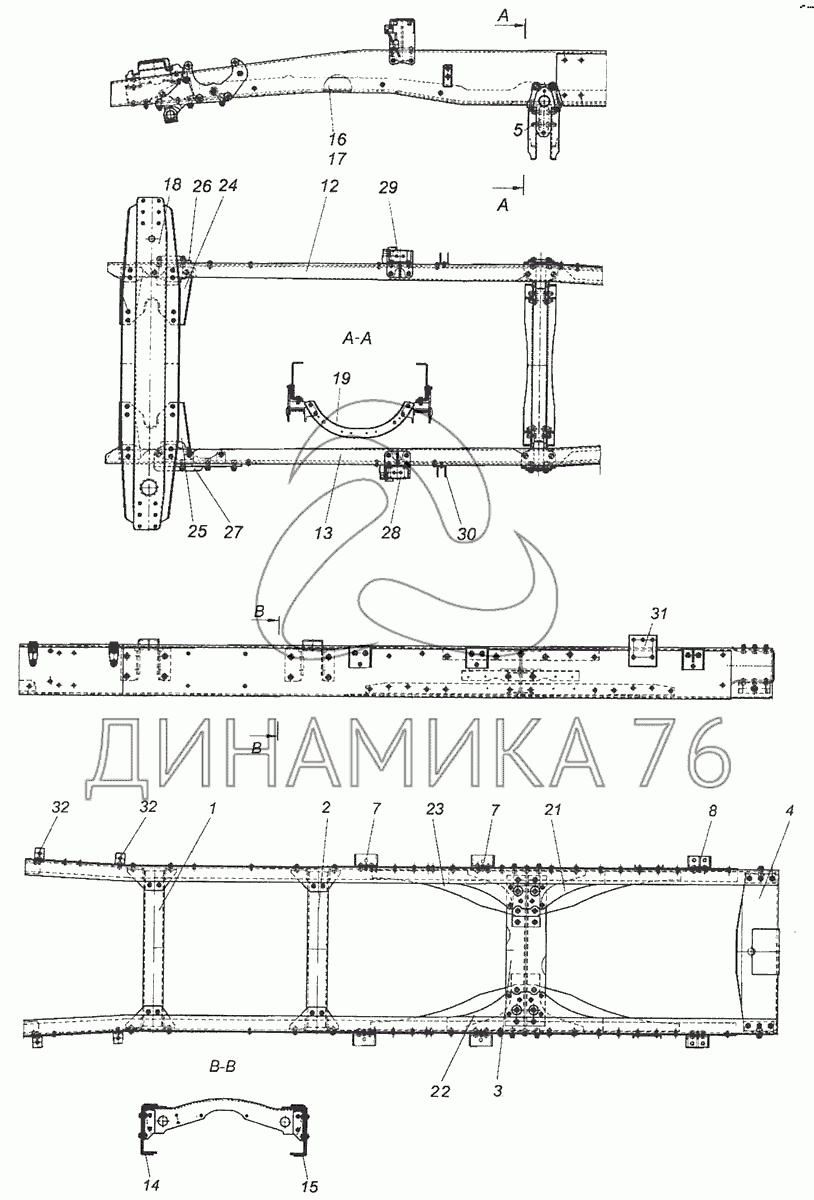 Рама камаз 55111 схема