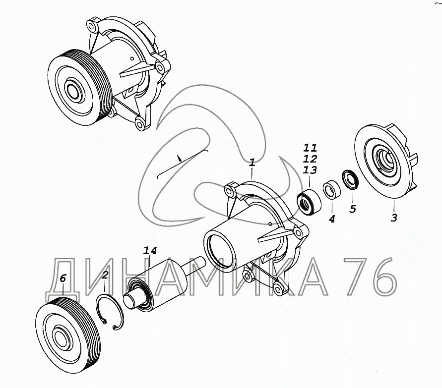 Схема водяной помпы камаз