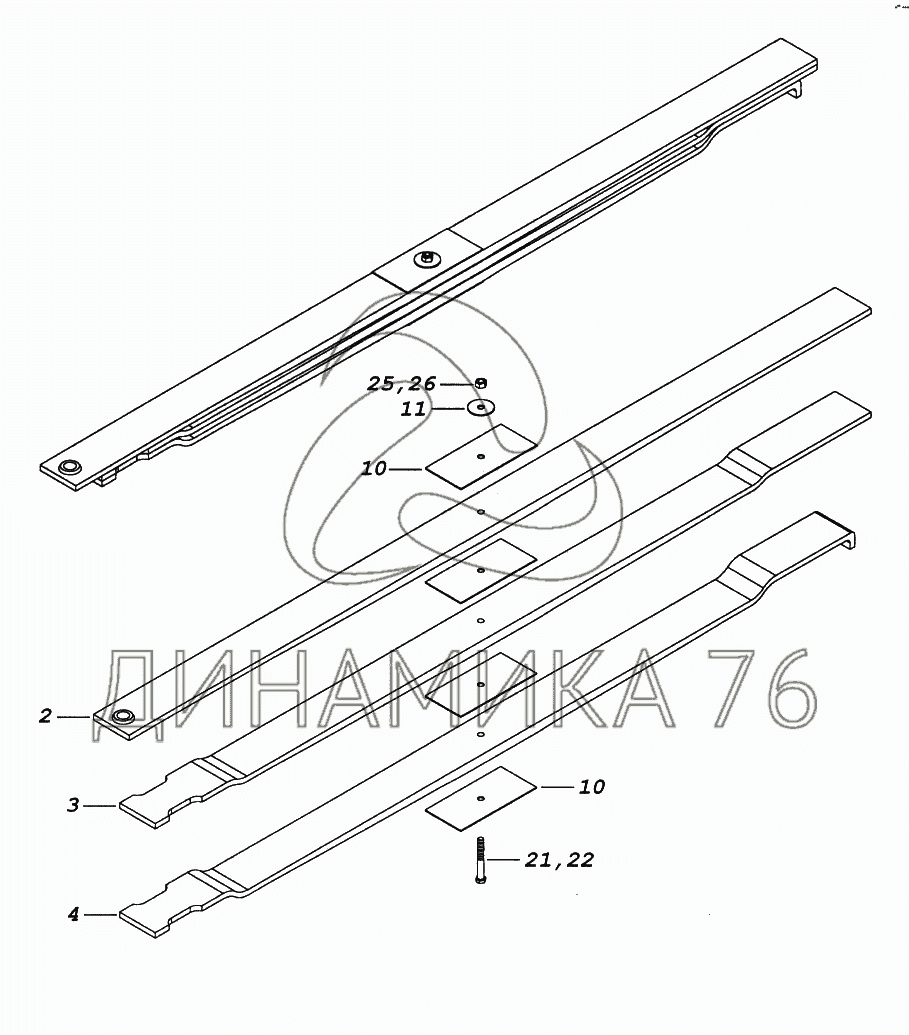 Рессора камаз 6520 передняя 12 листов схема