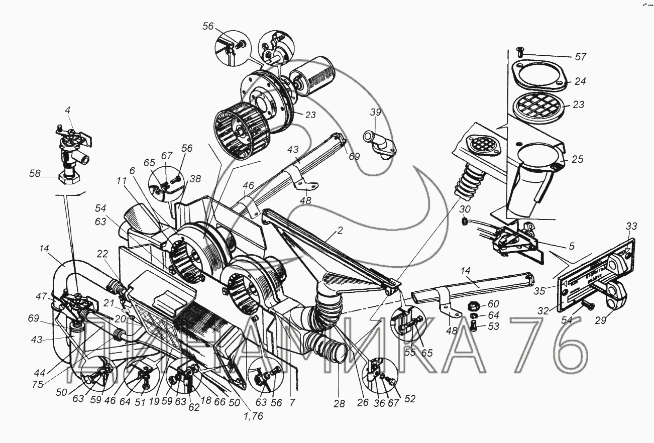 Схема печки камаз 43118