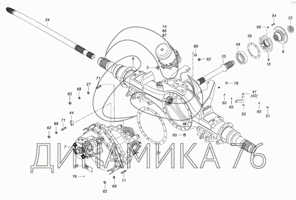 Редуктор среднего моста камаз 6520 схема