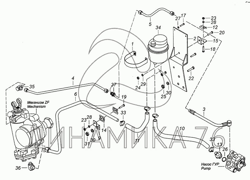 6520-3400018-35 Установка Трубопроводов И Бачка Насоса ГУР На.