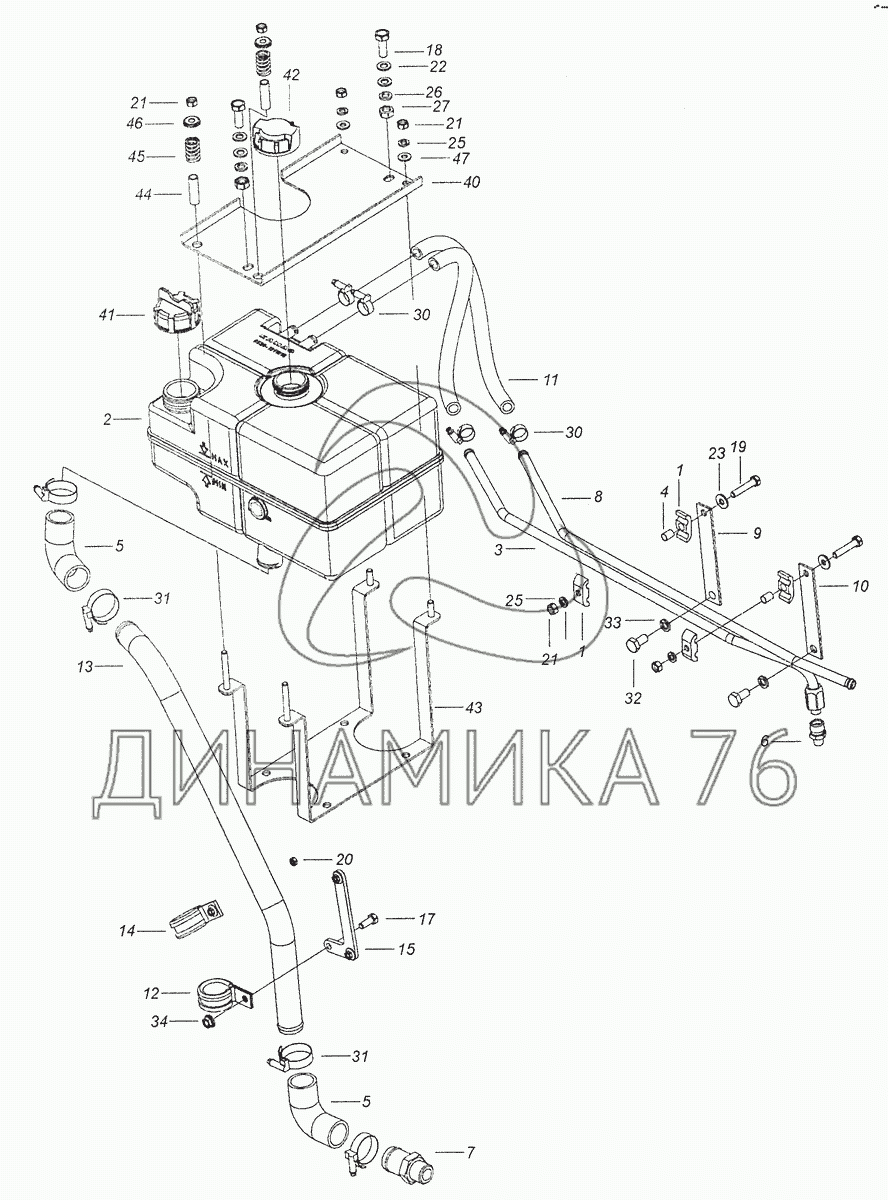 6520-1311005-30 Установка бачка расширительного на КамАЗ-6520 (Euro-4)