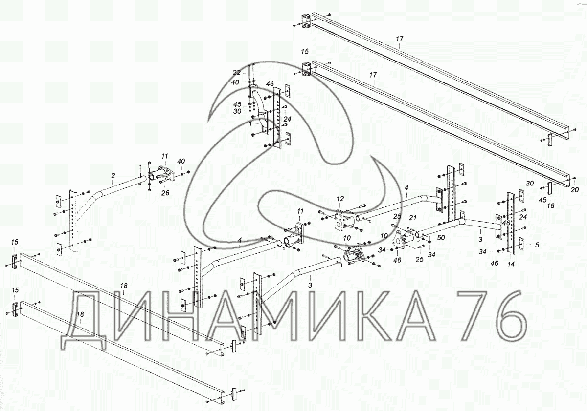 6520-8410003-71 Установка боковой защиты на КамАЗ-6520 (Euro-4)