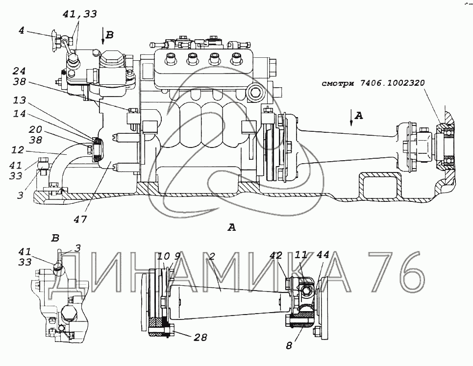 КамАЗ-740 Установка привода ТНВД