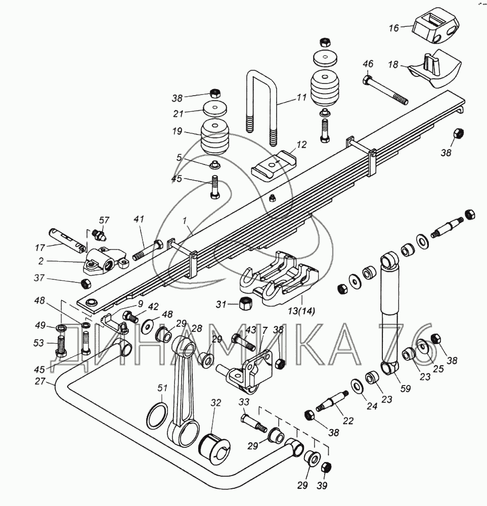 Задняя рессора камаз 65115 схема