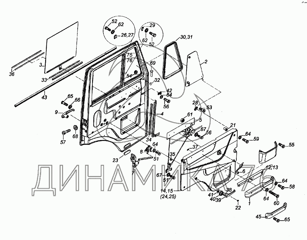 Вставить стекло на камаз 43118