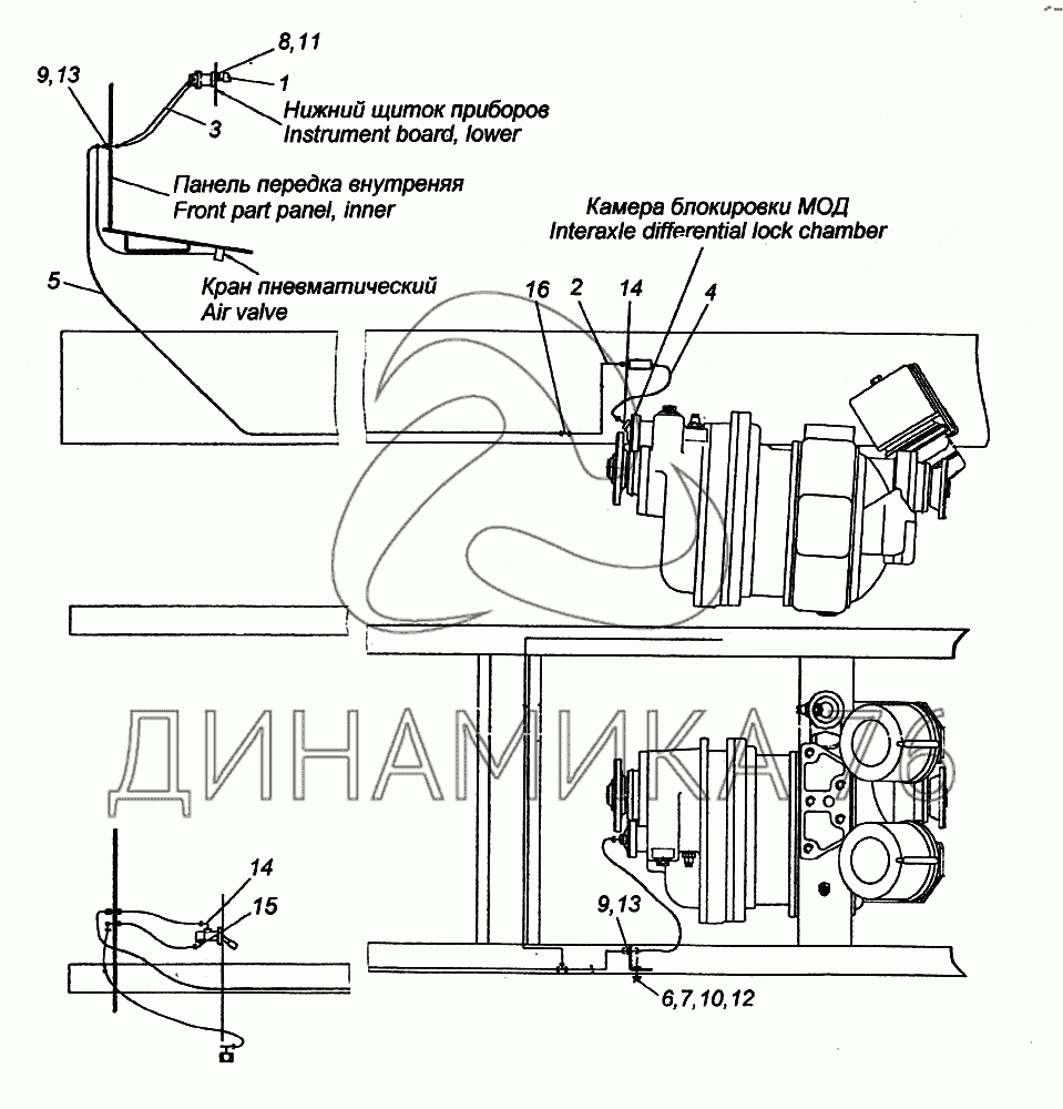 Схема межосевого дифференциала камаз