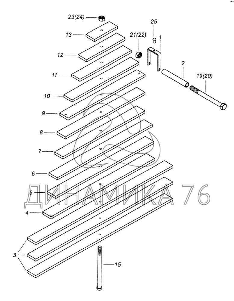 Рессора камаз 6520 передняя 12 листов схема