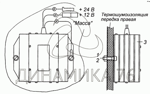 Преобразователь напряжения автомобильный S4055, 24/=12В, 30А на КАМАЗ