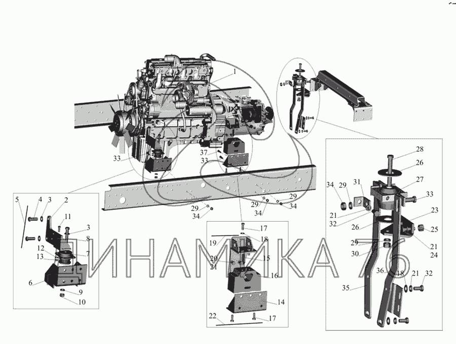 Крепление двигателя маз