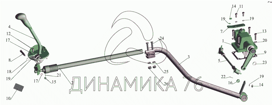 Схема механизма переключения передач маз