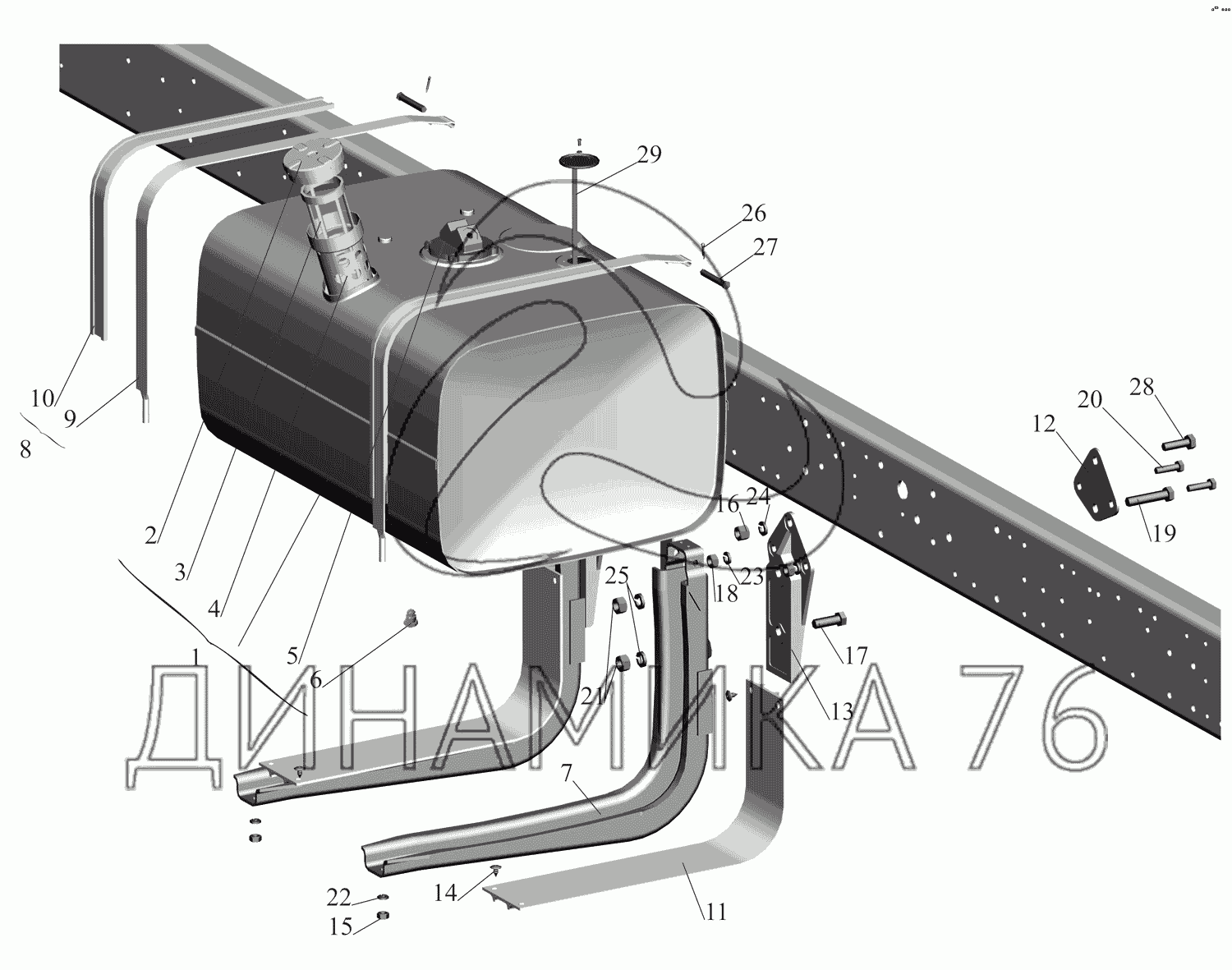 Крепление топливного бака 437137-1101002 на МАЗ-437130 (Зубренок)