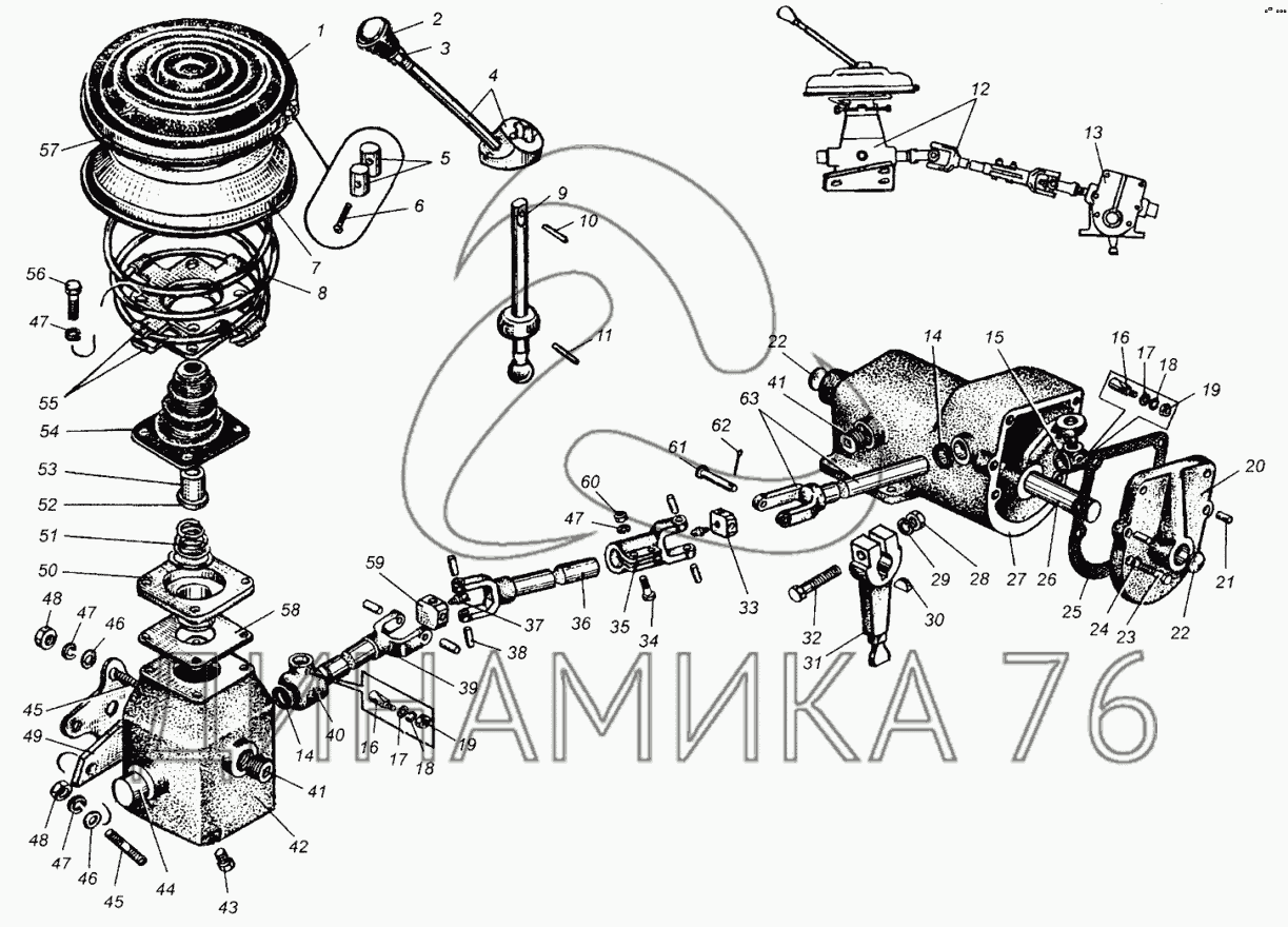 Схема сборки КПП автомобиля ЗИЛ-130