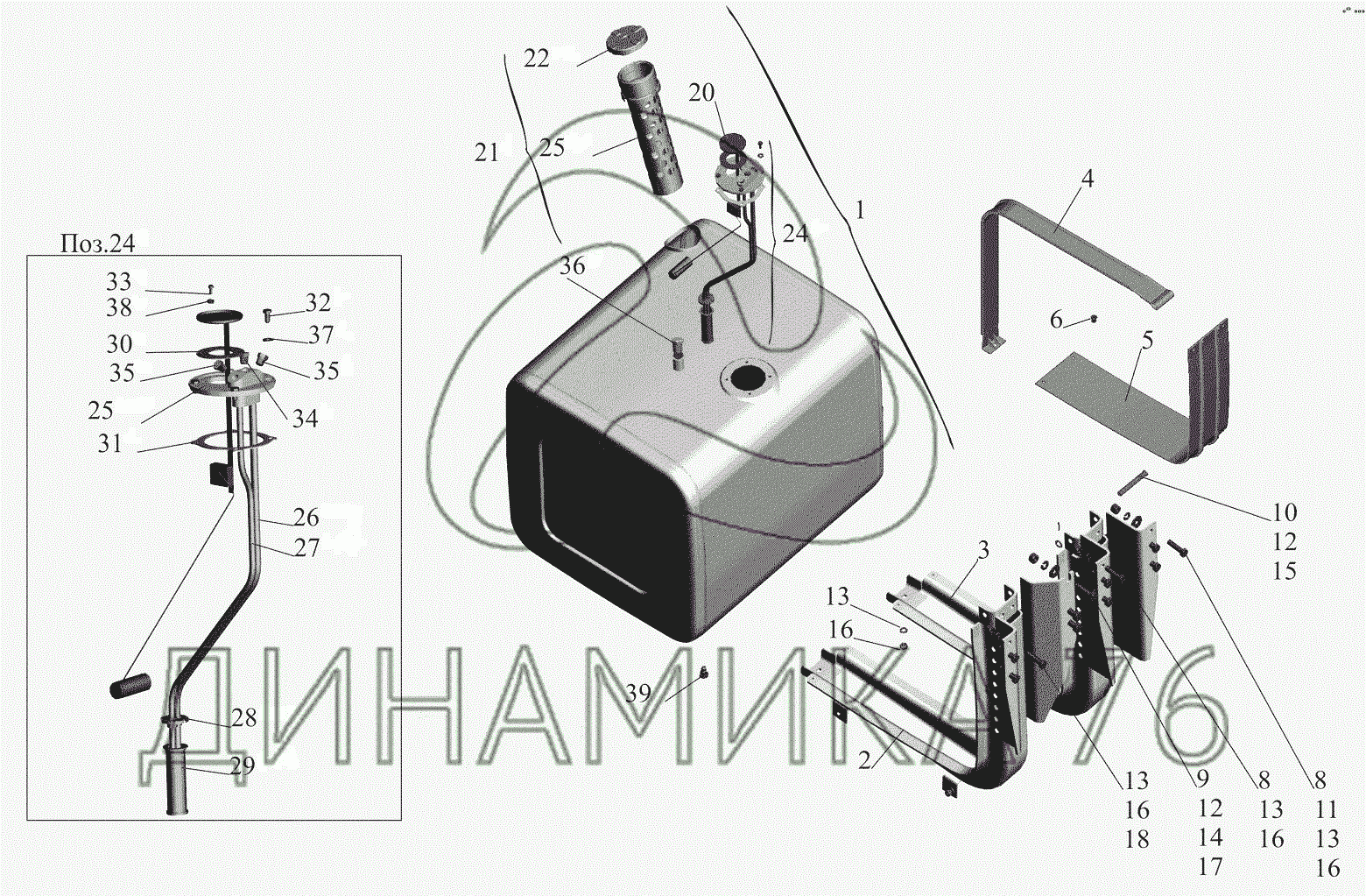 Крепление топливного бака газель