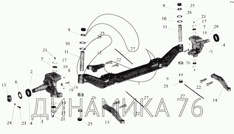 Кулак поворотный переднего моста с шарниром ГАЗель 4x4 (Дополнение)