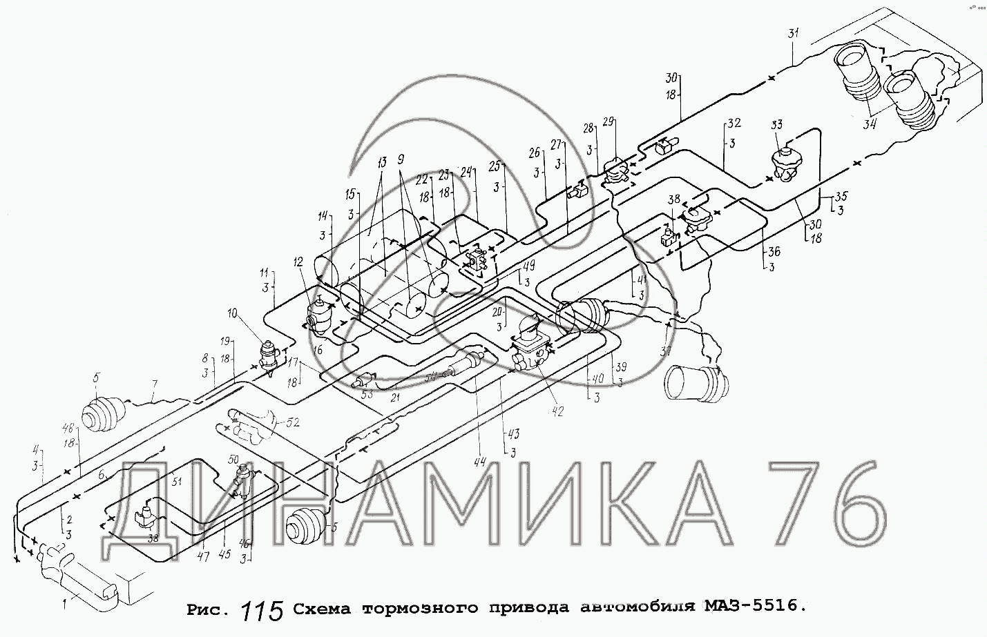 схема тормозной системы камаз 5410