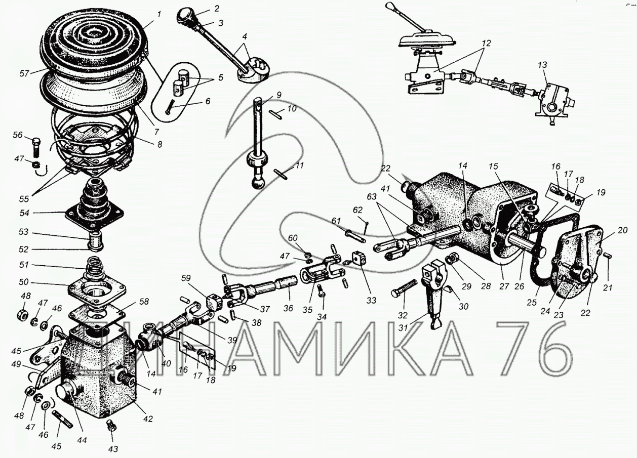 Схема переключения передач маз