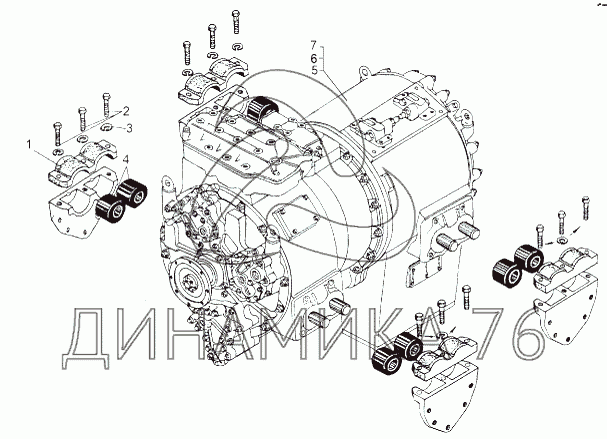 Схема трансмиссии маз 543