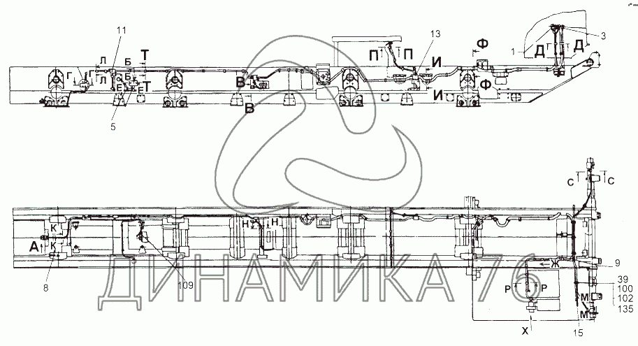 Схема трансмиссии маз 543