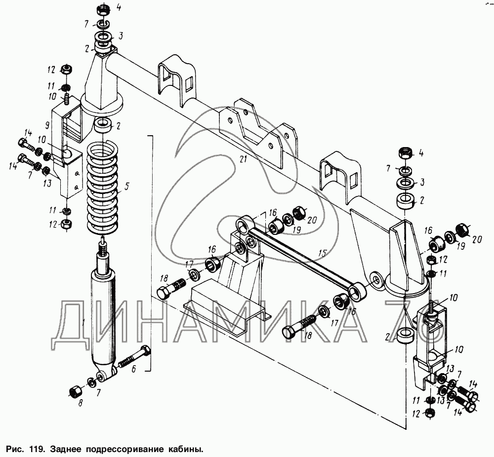 Подрессоривание кабины маз