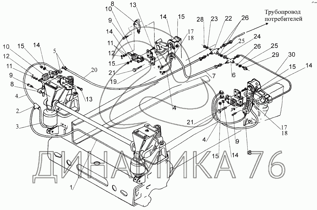 Пневмоподвеска кабины камаз 6520 схема