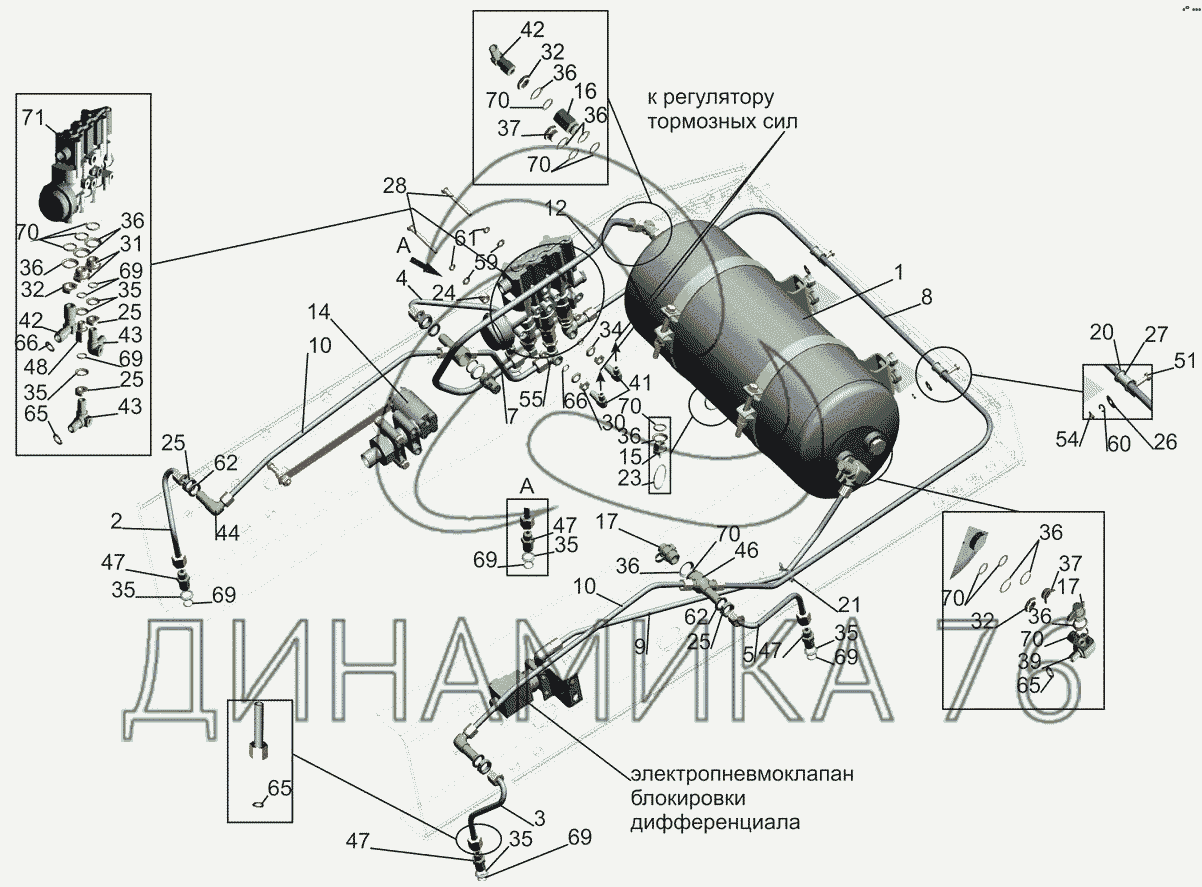 Схема пневмосистемы маз 6430