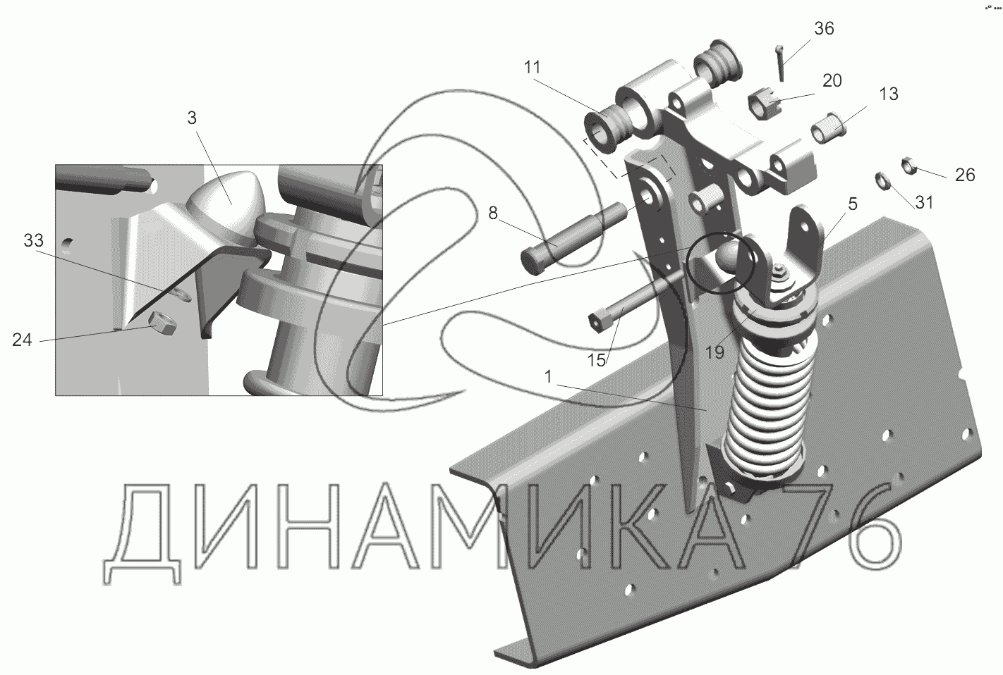 Подвеска кабины маз 5440 схема