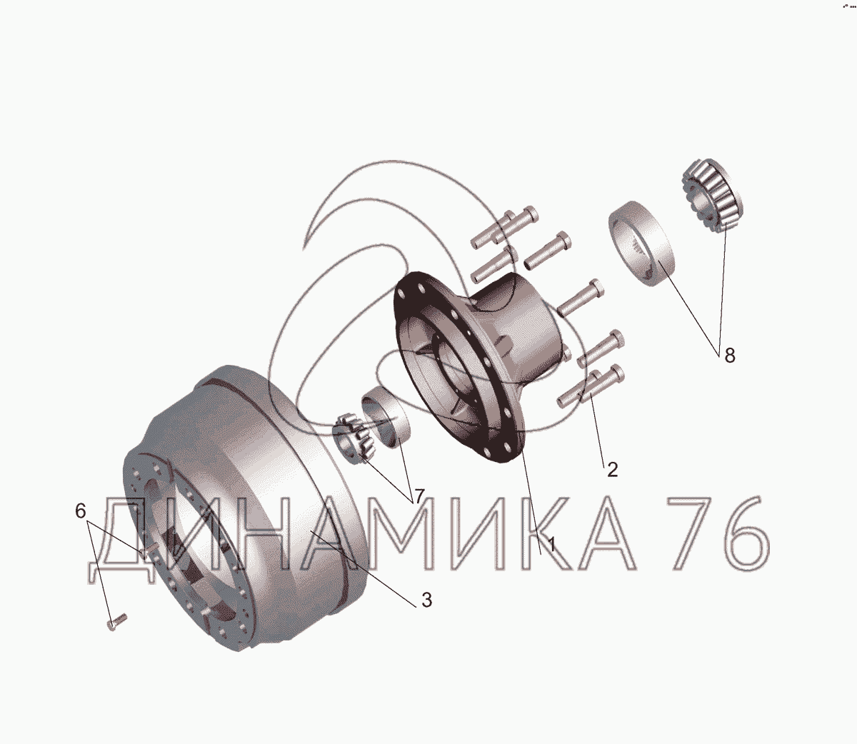 Ступица заднего колеса маз 5440 схема