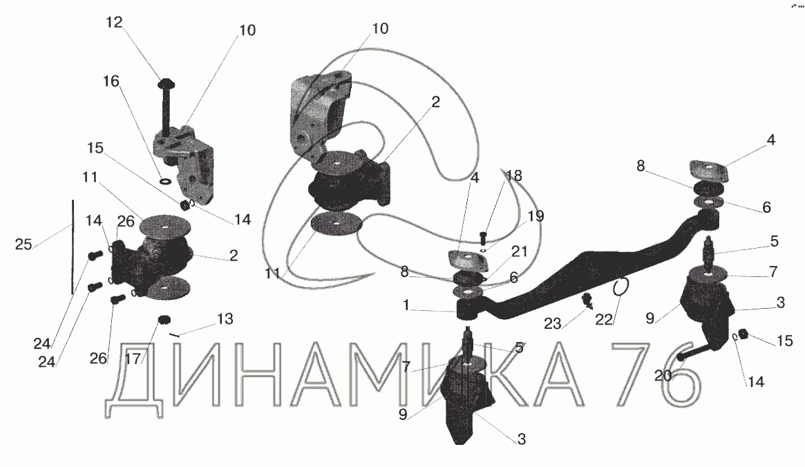 Крепление двигателя на автомобиле МАЗ-551605 на МАЗ-5516 (2003)