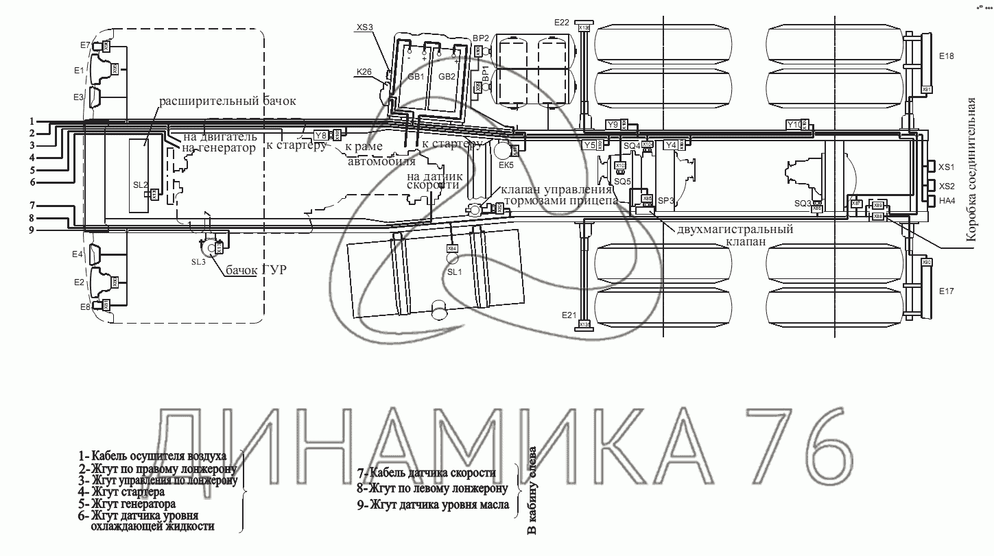 Пневмосистема маз 5516 схема