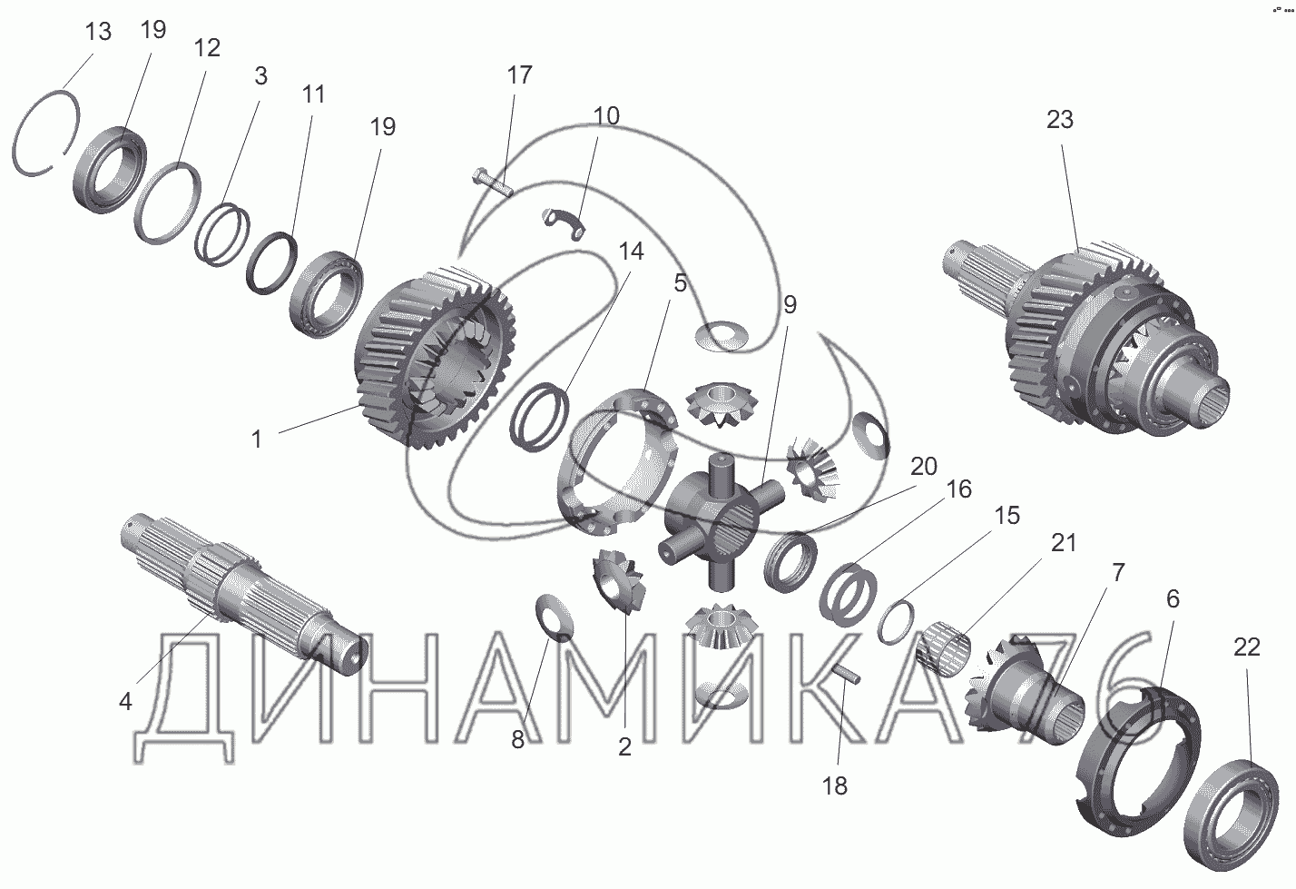 Редуктор среднего моста. Дифференциал Межосевой на МАЗ-551605