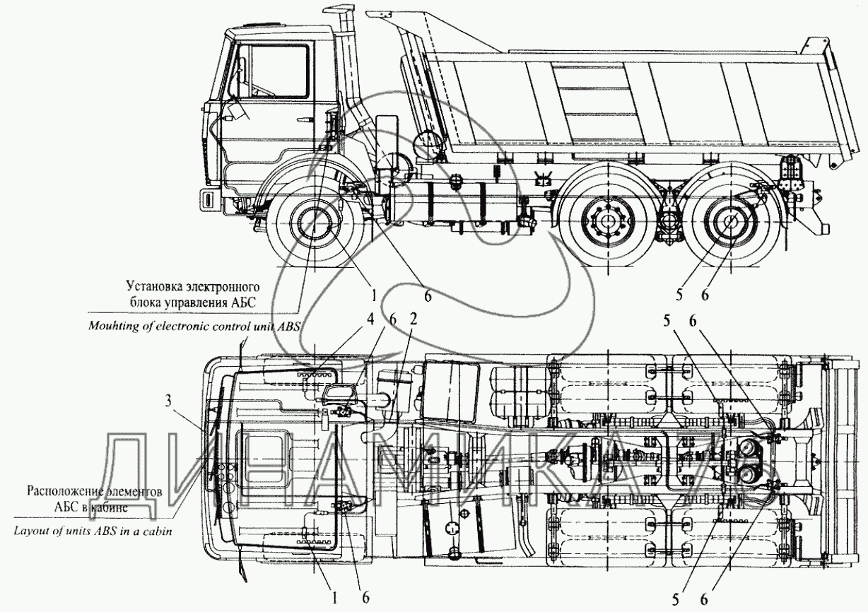 Установка элементов электрооборудования АБС на автомобилях МАЗ-551605,  551603 на МАЗ-5551 (2003)