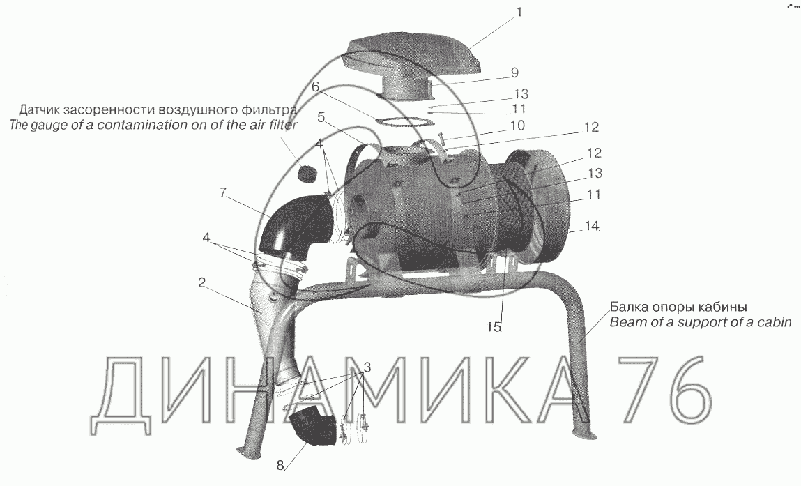 Система питания воздухом МАЗ-555102 на МАЗ-5551 (2003)