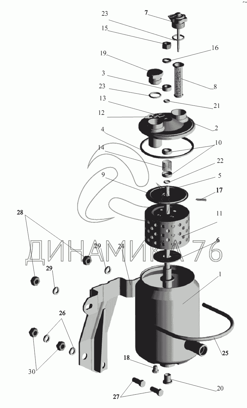 Бак масляный 64221-3410008 на МАЗ-555102, 5551А2 - Схема, каталог деталей,  стоимость, запчасти (20386)