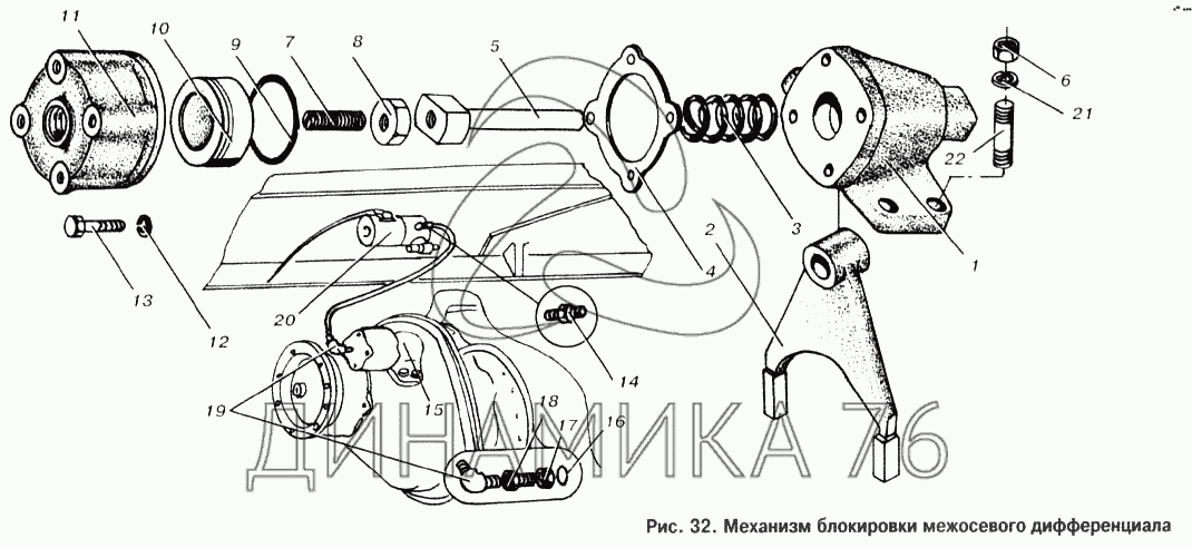 Межосевая блокировка маз схема