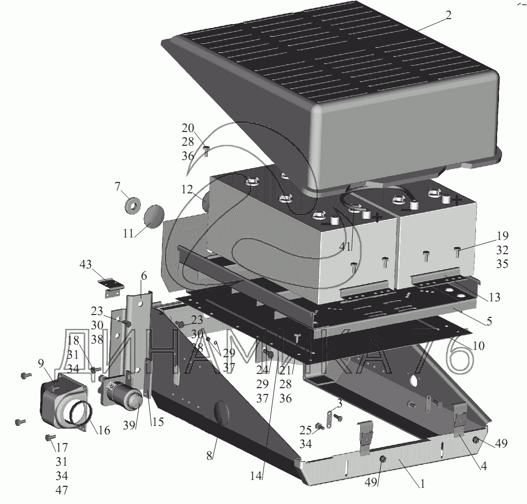аккумуляторный ящик маз 6430