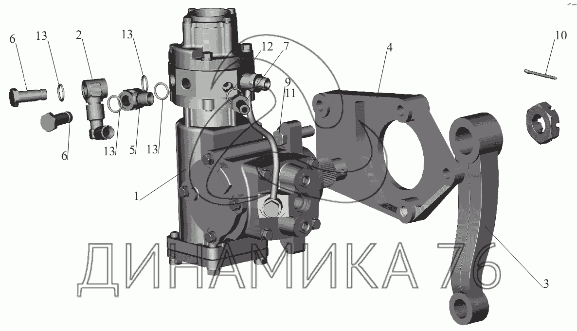 Механизм рулевой с кронштейном 6418-3400006 на МАЗ-631236 - Схема, каталог  деталей, стоимость, запчасти (10453)