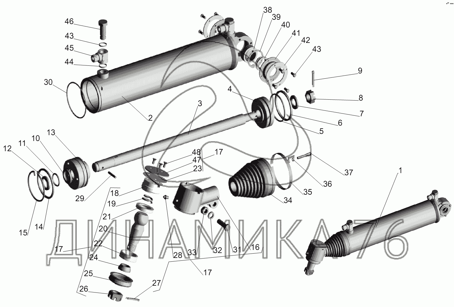 Силовой цилиндр маз схема